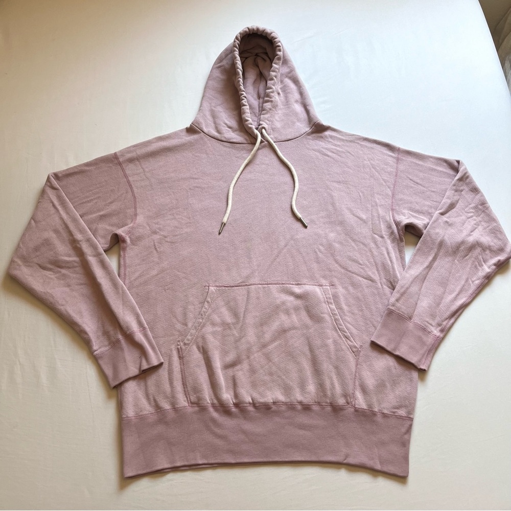 JOHN ELLIOTT‎ light pink garment dye long sleeve kangaroo pocket hoodie sweater